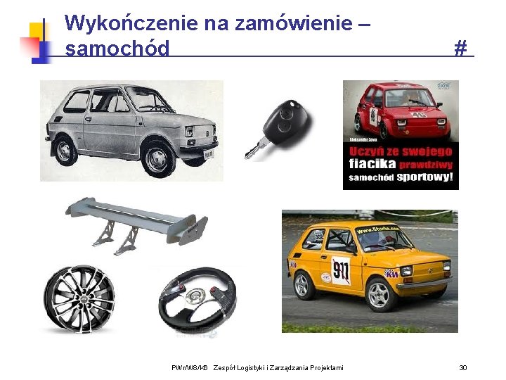 Wykończenie na zamówienie – samochód # centralny zamek spoiler alufelgi sportowa kierownica PWr/W 8/K Wykończenie na zamówienie – samochód # centralny zamek spoiler alufelgi sportowa kierownica PWr/W 8/K