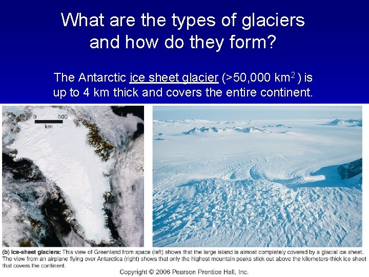 What are the types of glaciers and how do they form? The Antarctic ice