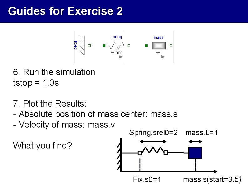 Guides for Exercise 2 6. Run the simulation tstop = 1. 0 s 7. Guides for Exercise 2 6. Run the simulation tstop = 1. 0 s 7.