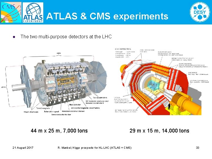 ATLAS & CMS experiments l The two multi-purpose detectors at the LHC 44 m