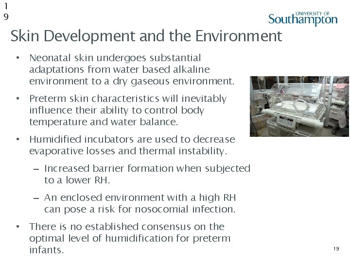 1 9 Skin Development and the Environment • Neonatal skin undergoes substantial adaptations from