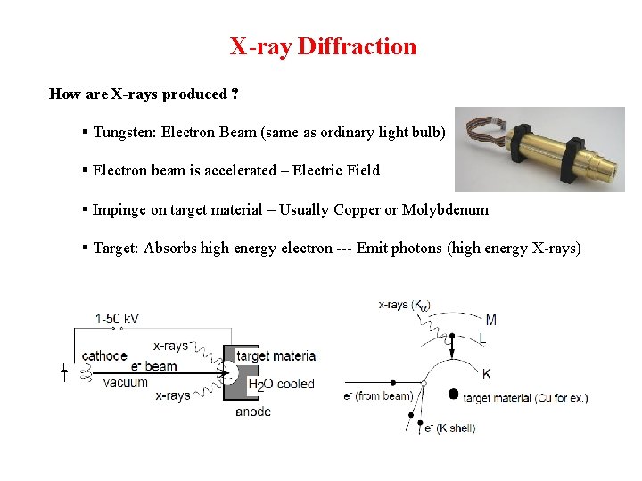 X-ray Diffraction How are X-rays produced ? § Tungsten: Electron Beam (same as ordinary