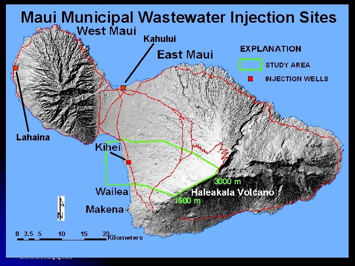 Maui Municipal Wastewater Injection Sites Kahului Lahaina 3000 m 1500 m 