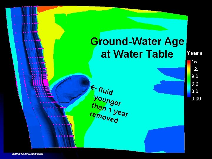 Ground-Water Age at Water Table Years flu id youn ger than 1 ye ar