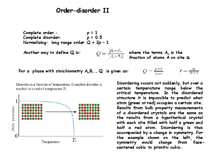 Order-disorder II Complete order : p = 1 Complete disorder: p = 0. 5