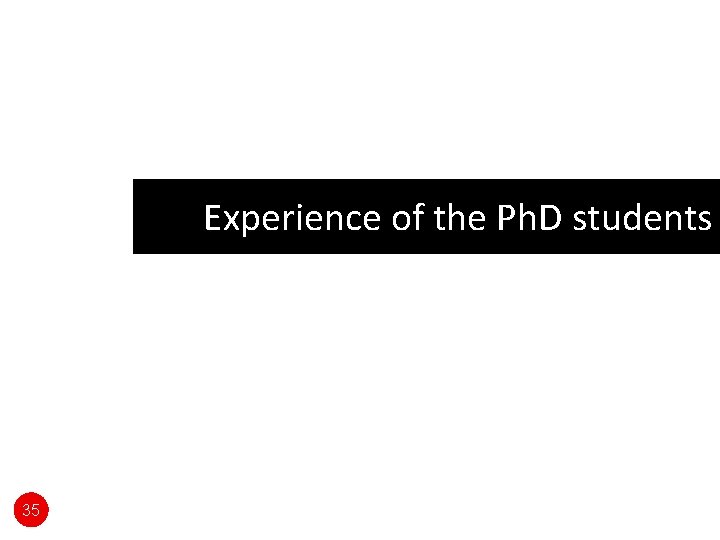 Experience of the Ph. D students 35 