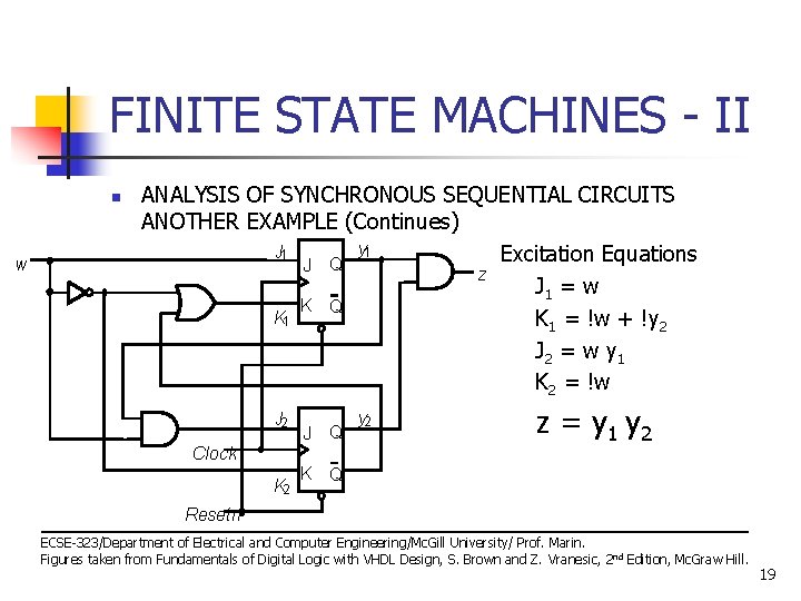 FINITE STATE MACHINES - II n w ANALYSIS OF SYNCHRONOUS SEQUENTIAL CIRCUITS ANOTHER EXAMPLE