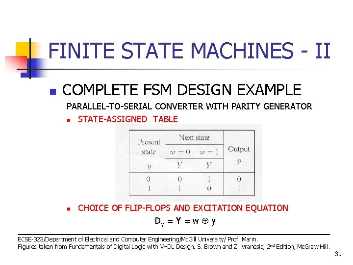 FINITE STATE MACHINES - II n COMPLETE FSM DESIGN EXAMPLE PARALLEL-TO-SERIAL CONVERTER WITH PARITY