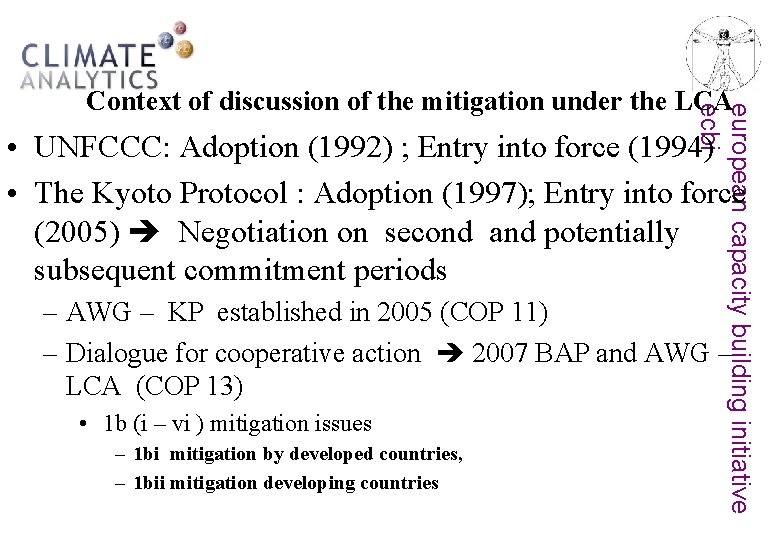 european capacity building initiative ecbi Context of discussion of the mitigation under the LCA