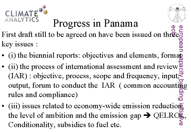 european capacity building initiative ecbi Progress in Panama First draft still to be agreed