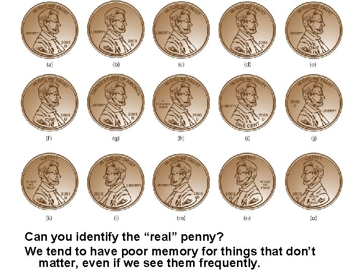 Can you identify the “real” penny? We tend to have poor memory for things
