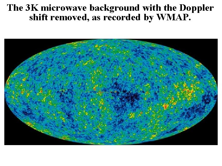 The 3 K microwave background with the Doppler shift removed, as recorded by WMAP.