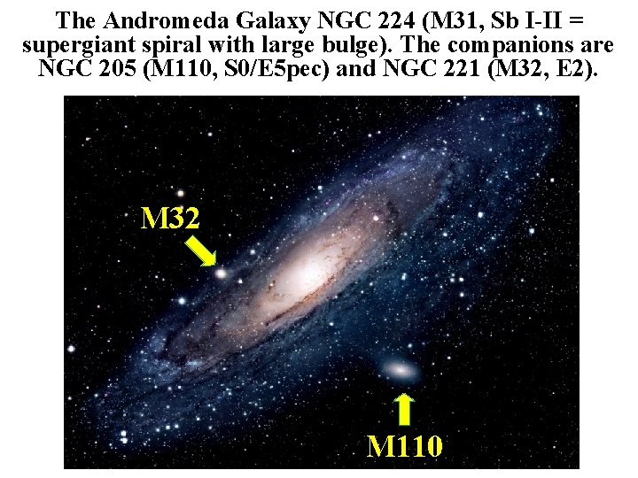 The Andromeda Galaxy NGC 224 (M 31, Sb I-II = supergiant spiral with large