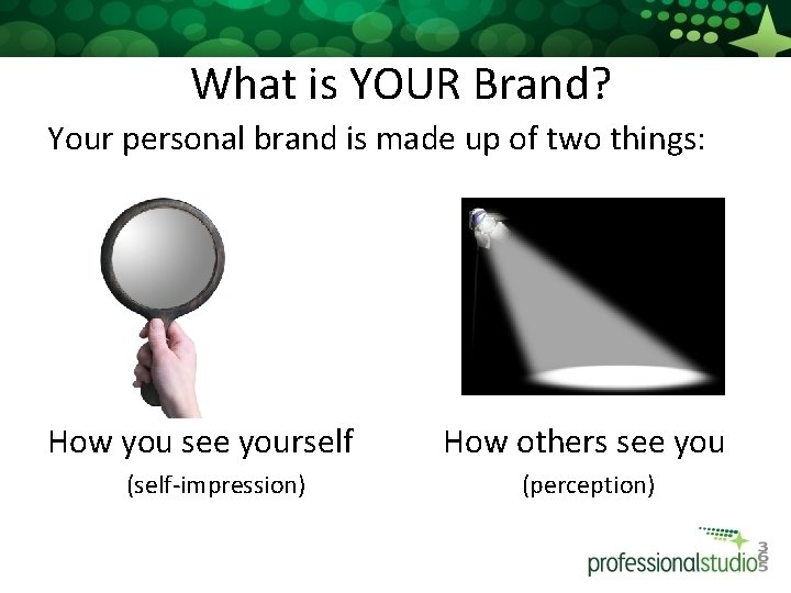 What is YOUR Brand? Your personal brand is made up of two things: How