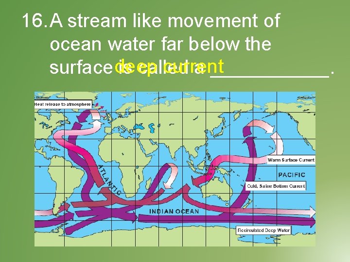 16. A stream like movement of ocean water far below the deep current surface