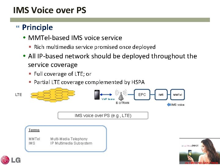 IMS Voice over PS Principle MMTel-based IMS voice service § Rich multimedia service promised