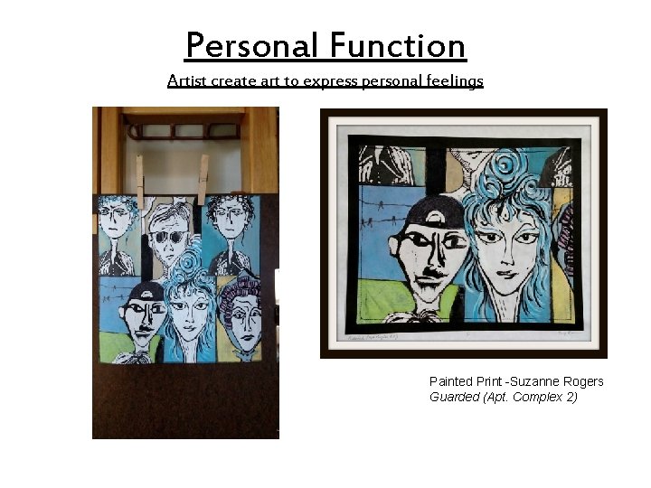 Personal Function Artist create art to express personal feelings Painted Print -Suzanne Rogers Guarded