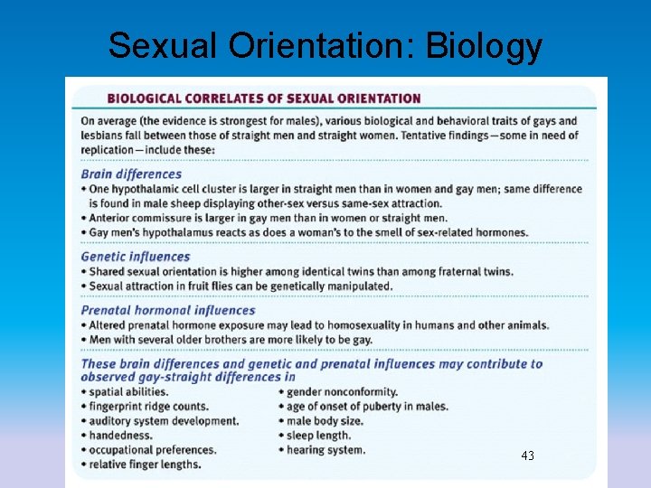 Sexual Orientation: Biology 43 