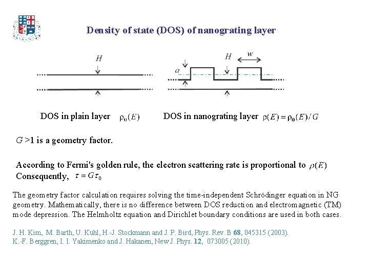 Density of state (DOS) of nanograting layer DOS in plain layer DOS in nanograting