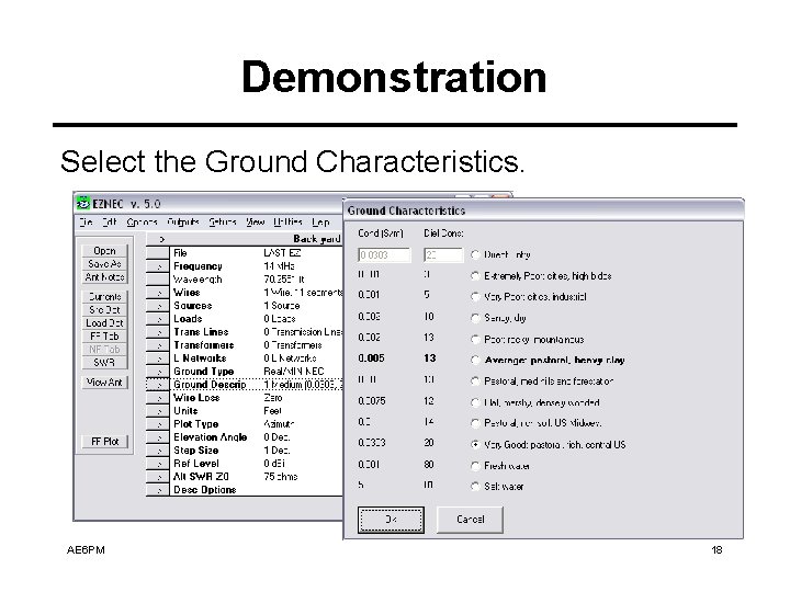 Demonstration Select the Ground Characteristics. AE 6 PM 18 