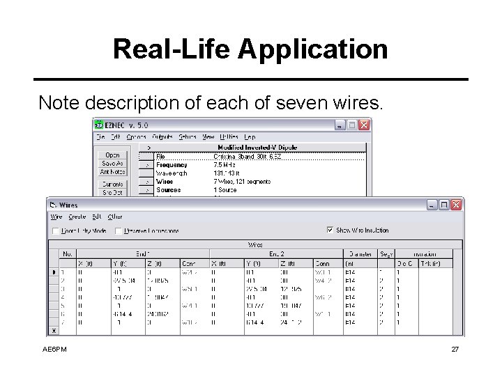 Real-Life Application Note description of each of seven wires. AE 6 PM 27 