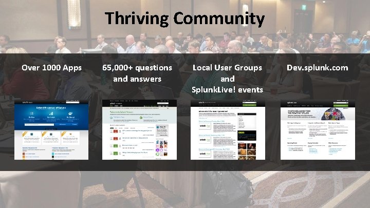 Thriving Community Over 1000 Apps 65, 000+ questions and answers Local User Groups and
