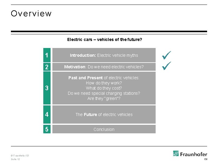 Overview Electric cars – vehicles of the future? © Fraunhofer ISI Seite 12 1
