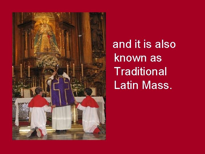 and it is also known as Traditional Latin Mass. 