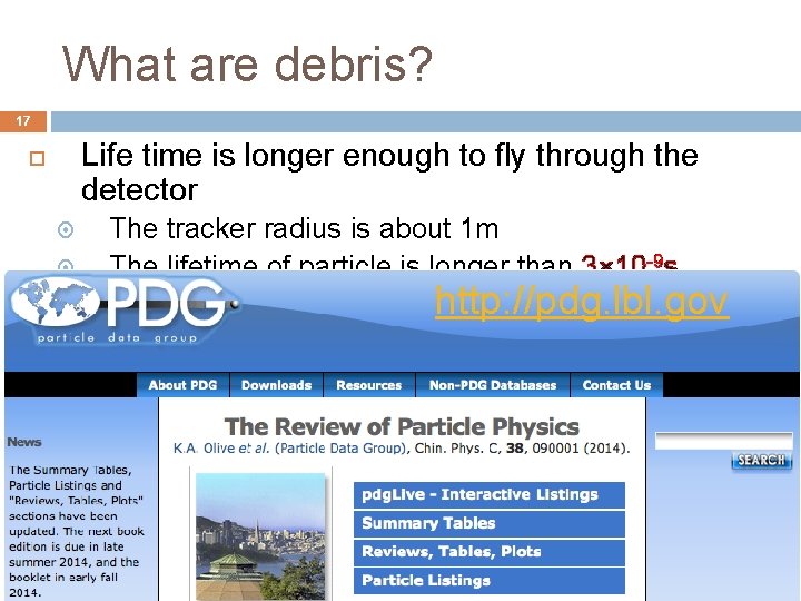 What are debris? 17 Life time is longer enough to fly through the detector