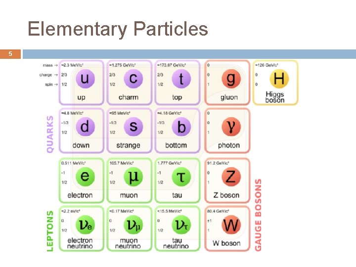 Elementary Particles 5 