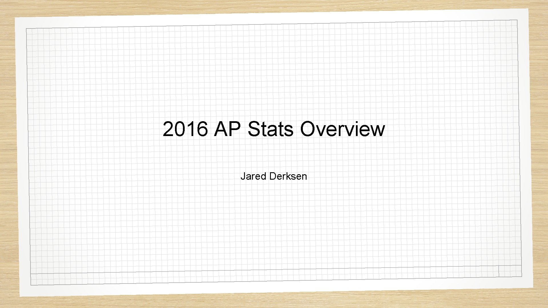 2016 AP Stats Overview Jared Derksen 