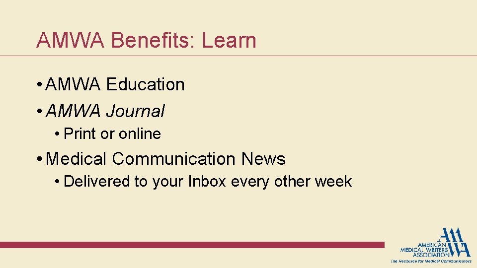 AMWA Benefits: Learn • AMWA Education • AMWA Journal • Print or online • AMWA Benefits: Learn • AMWA Education • AMWA Journal • Print or online •