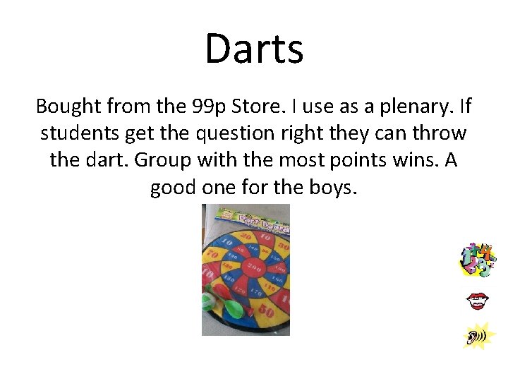 Darts Bought from the 99 p Store. I use as a plenary. If students Darts Bought from the 99 p Store. I use as a plenary. If students