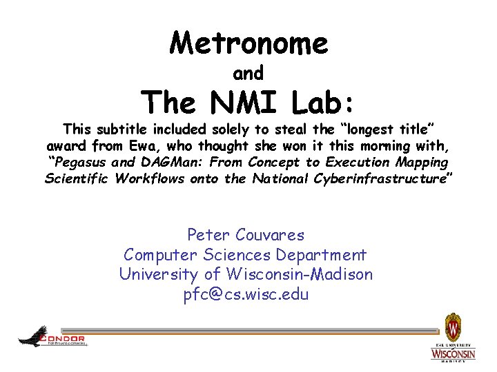 Metronome and The NMI Lab: This subtitle included solely to steal the “longest title”