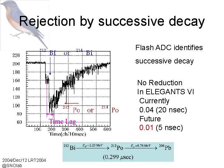 Rejection by successive decay Flash ADC identifies successive decay No Reduction In ELEGANTS VI