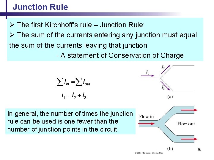 Junction Rule Ø The first Kirchhoff’s rule – Junction Rule: Ø The sum of