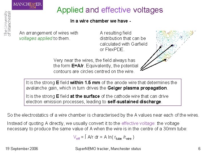 Applied and effective voltages In a wire chamber we have An arrangement of wires Applied and effective voltages In a wire chamber we have An arrangement of wires