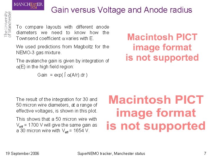 Gain versus Voltage and Anode radius To compare layouts with different anode diameters we Gain versus Voltage and Anode radius To compare layouts with different anode diameters we