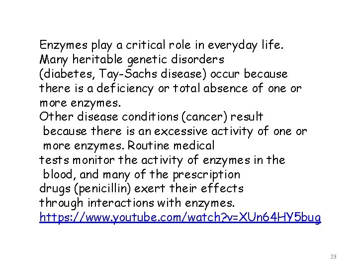 Enzymes play a critical role in everyday life. Many heritable genetic disorders (diabetes, Tay-Sachs