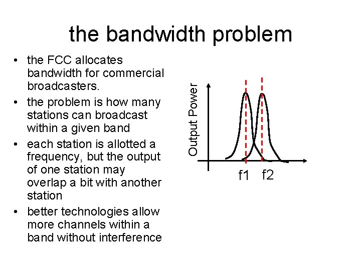  • the FCC allocates bandwidth for commercial broadcasters. • the problem is how