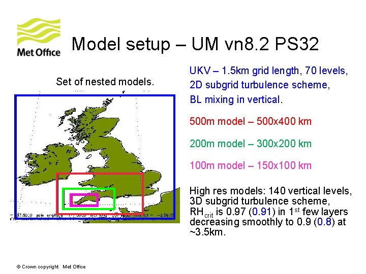 Model setup – UM vn 8. 2 PS 32 Set of nested models. UKV