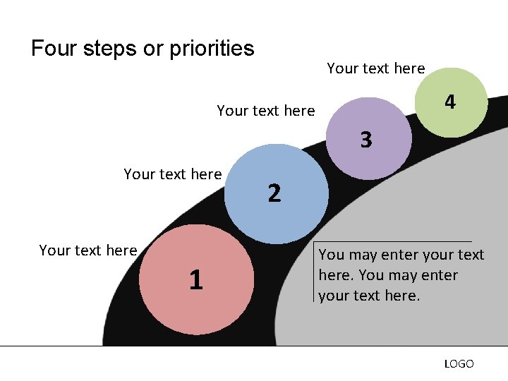 Four steps or priorities Your text here 4 Your text here 3 Your text Four steps or priorities Your text here 4 Your text here 3 Your text