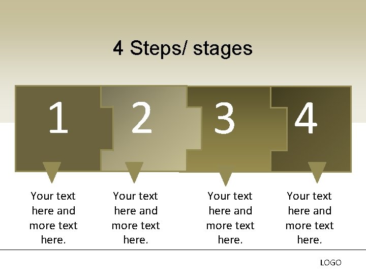 4 Steps/ stages 1 Your text here and more text here. 2 Your text 4 Steps/ stages 1 Your text here and more text here. 2 Your text