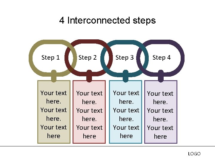 4 Interconnected steps Step 1 Your text here Step 2 Step 3 Step 4 4 Interconnected steps Step 1 Your text here Step 2 Step 3 Step 4