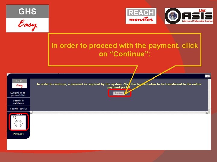 In order to proceed with the payment, click on “Continue”: 