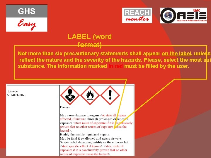 LABEL (word format) Not more than six precautionary statements shall appear on the label,