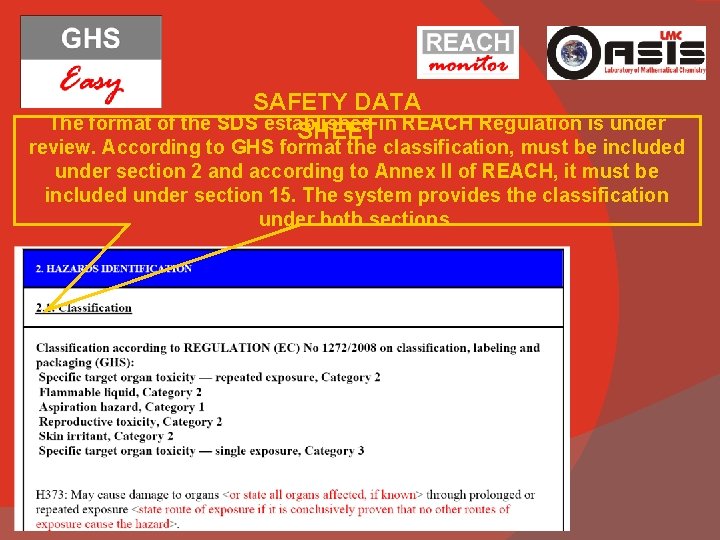 SAFETY DATA The format of the SDS established SHEET in REACH Regulation is under