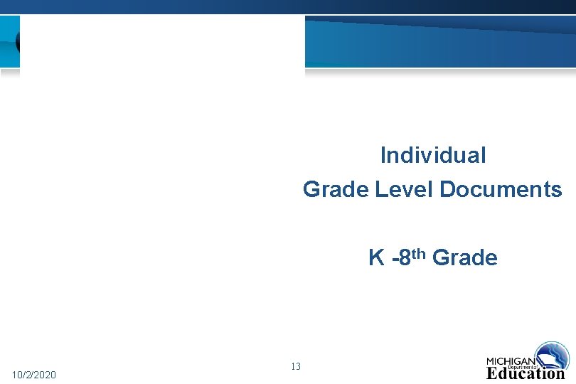 Individual Grade Level Documents K -8 th Grade 10/2/2020 13 
