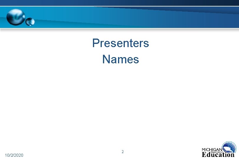 Presenters Names 10/2/2020 2 