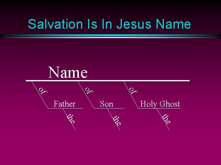 Salvation Is In Jesus Name of of of Father Son Holy Ghost the the